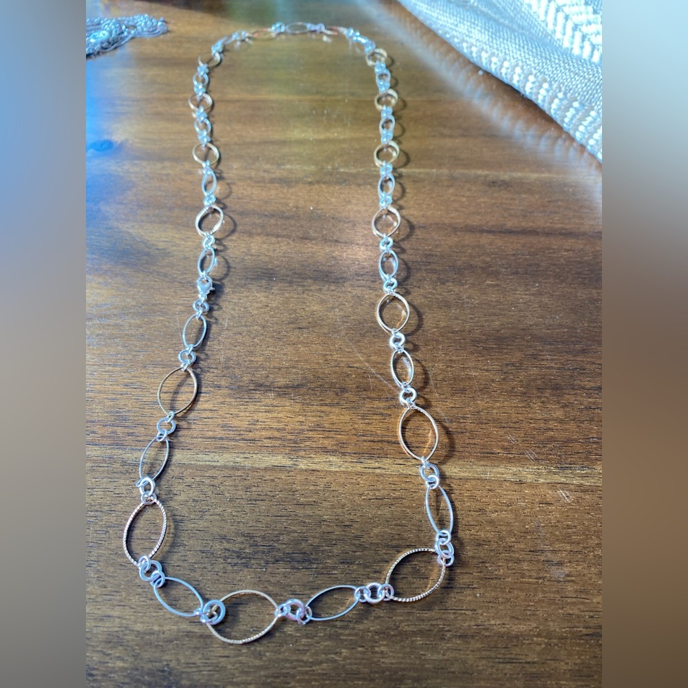 Gold and silver long necklace
